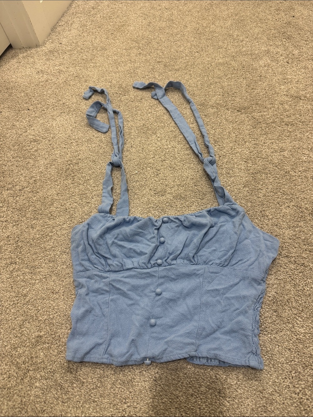 Light Blue Tie-Strap Crop Top - Women's Casual Tank